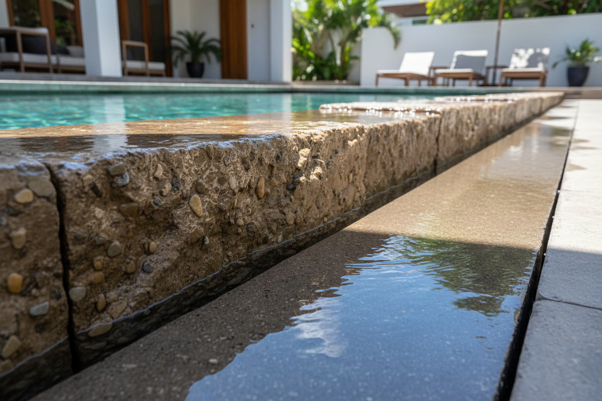Borde Remate de Piscina de Hormigón: coronación antideslizante