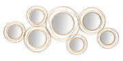 Panel de hierro con espejos dorado redondo cm 124,5x4x53,5