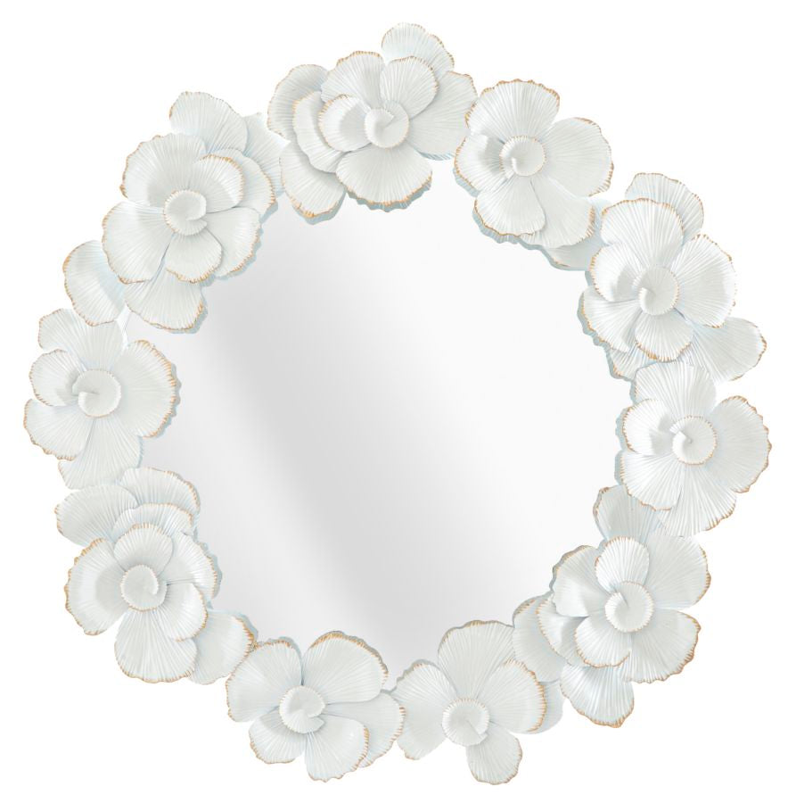 Espejo de pared flor blanca cm 82x2,6x85,5