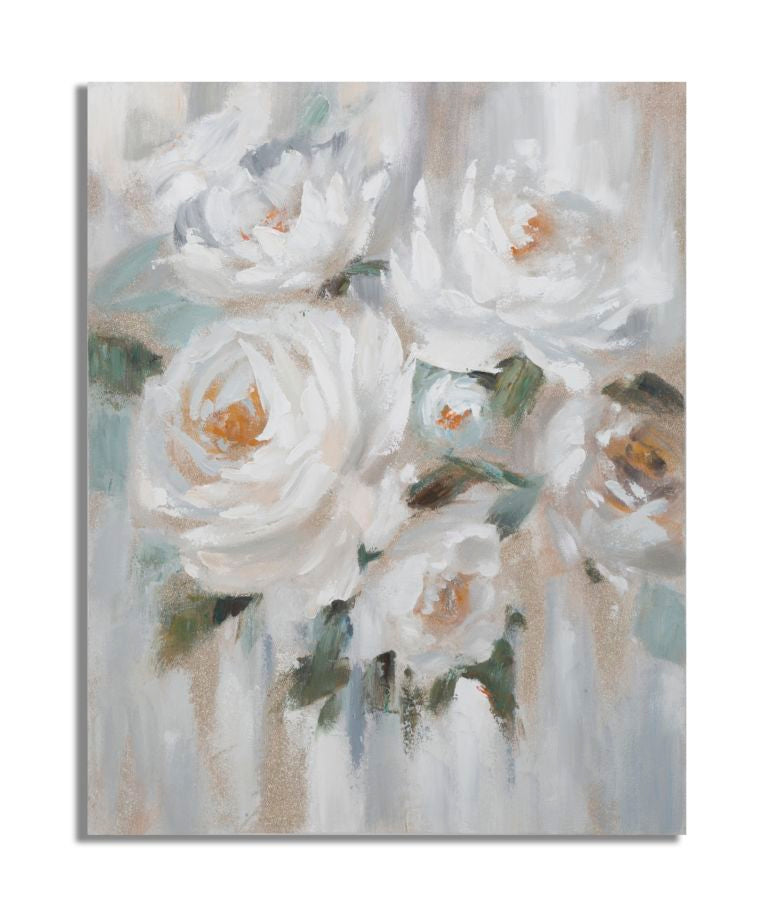 Cuadro mural hecho a mano crema flor cm 
80x3,7x100