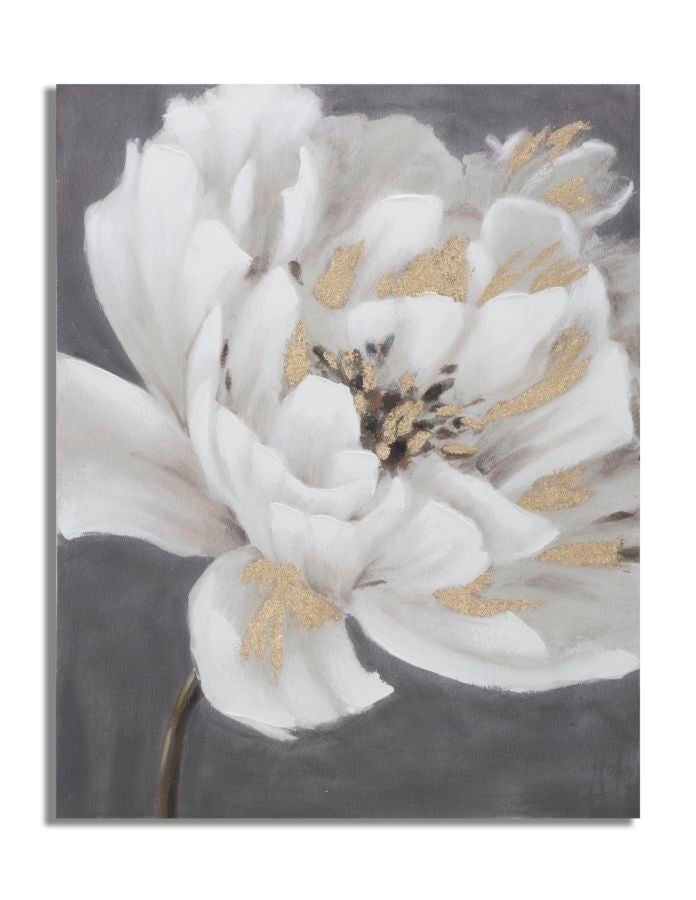 Cuadro mural hecho a mano flor blanca/dorada cm 
80x3,7x100