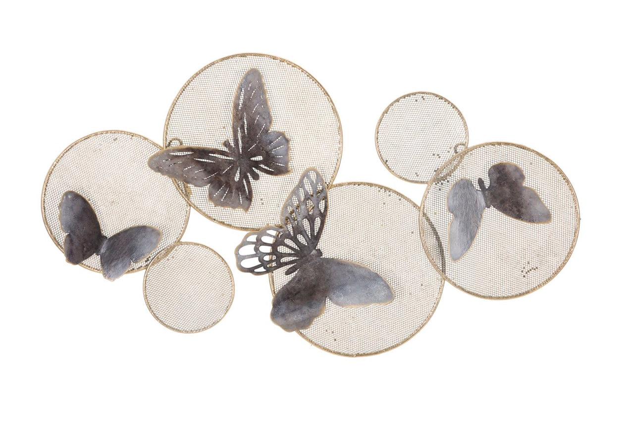 Panel de pared de hierro mariposa oscuro cm 66x5x38