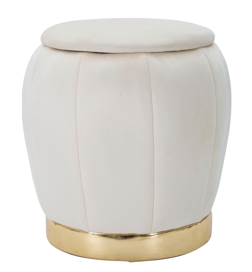 Taburete/almacenaje paris crema/oro cm ø 43x43