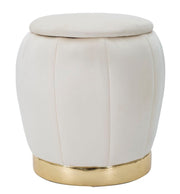 Taburete/almacenaje paris crema/oro cm ø 43x43