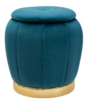 Taburete de almacenamiento paris verde azulado/oro cm ø 43x43