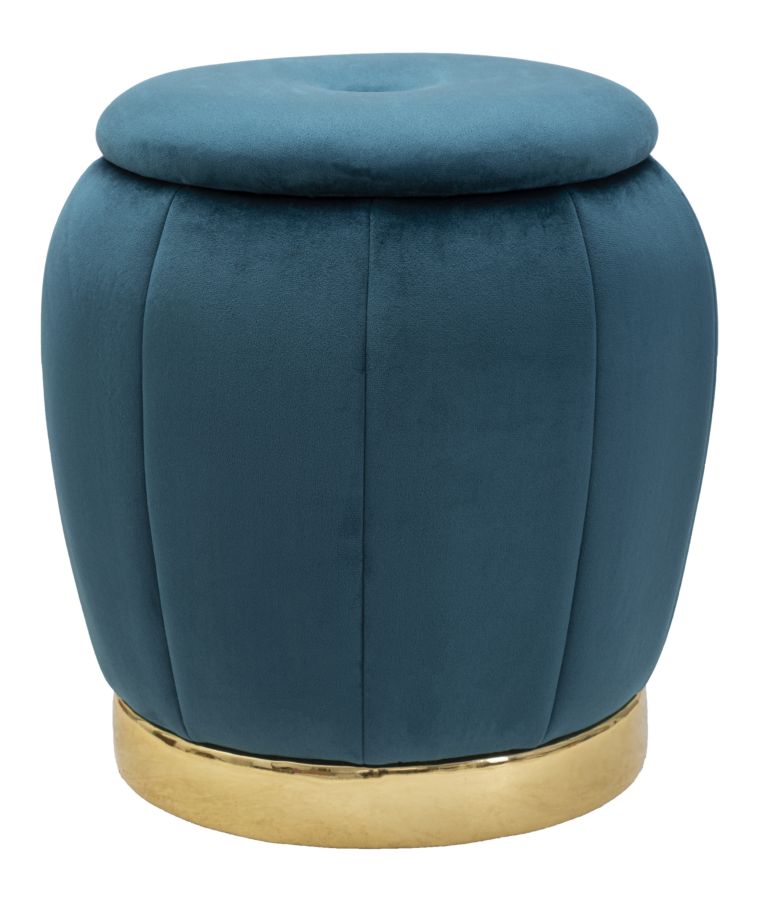 Taburete de almacenamiento paris verde azulado/oro cm ø 43x43