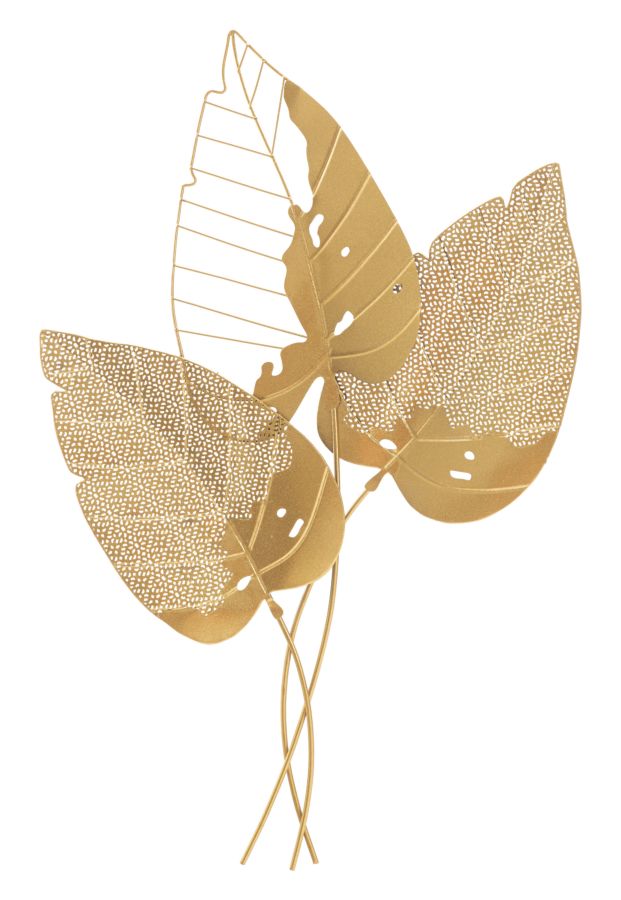 Decoración de pared hoja de otoño oro cm 53x4x84,5