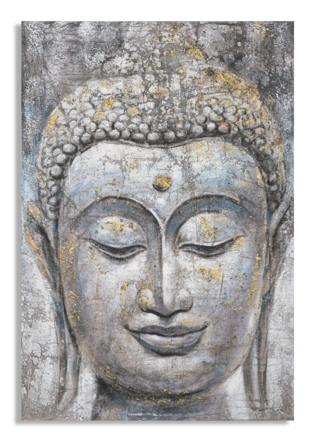 Cuadro mural hecho a mano cara de buda luz -a- cm 80x3x120