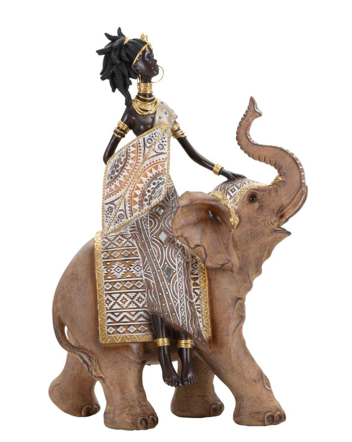Masai tribal con elefante cm 22,5x12x32,5