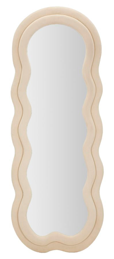 Espejo de pared miki terciopelo crema cm 60x4x160
