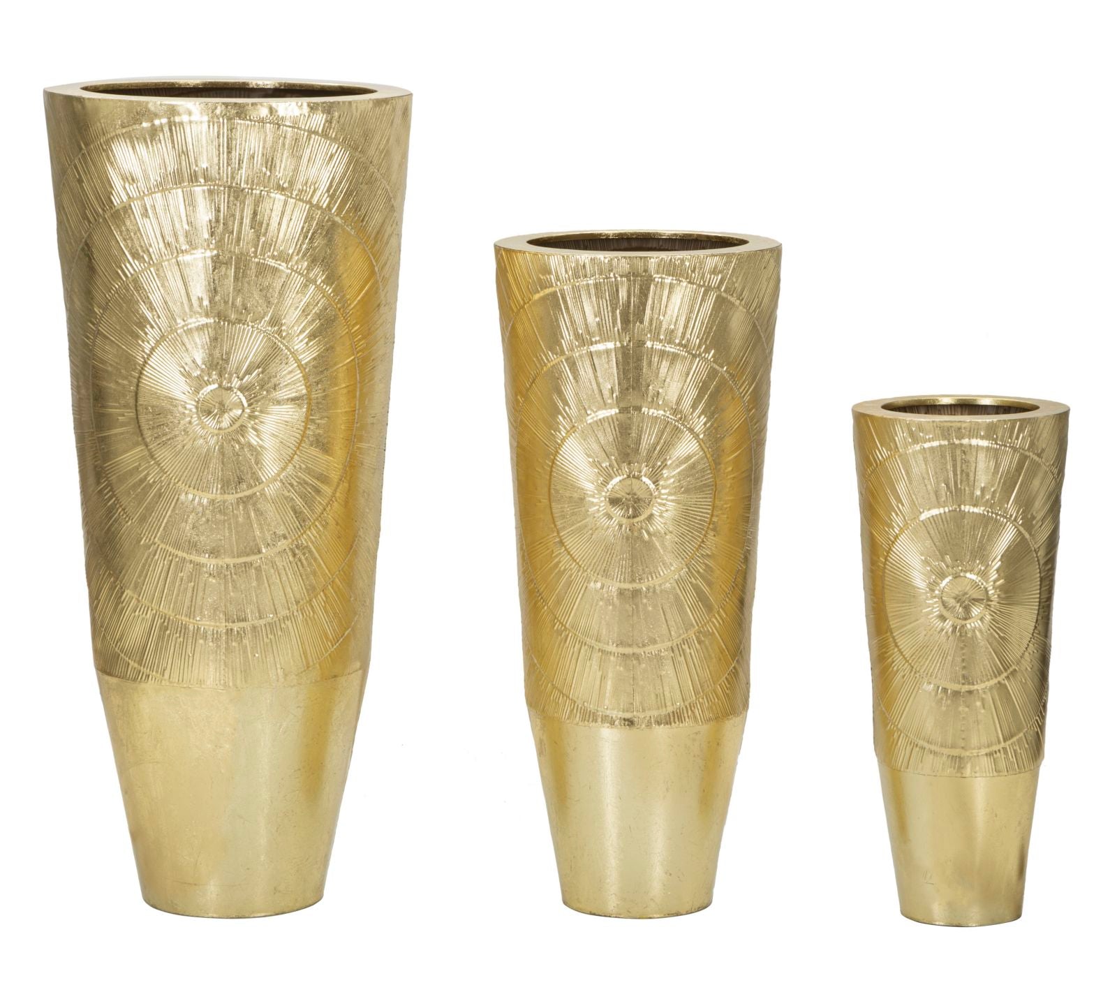 Juego de porta jarrones dorado 3 pzs cm ø 50,8x114,9-40x92,7-29,8x70,5
