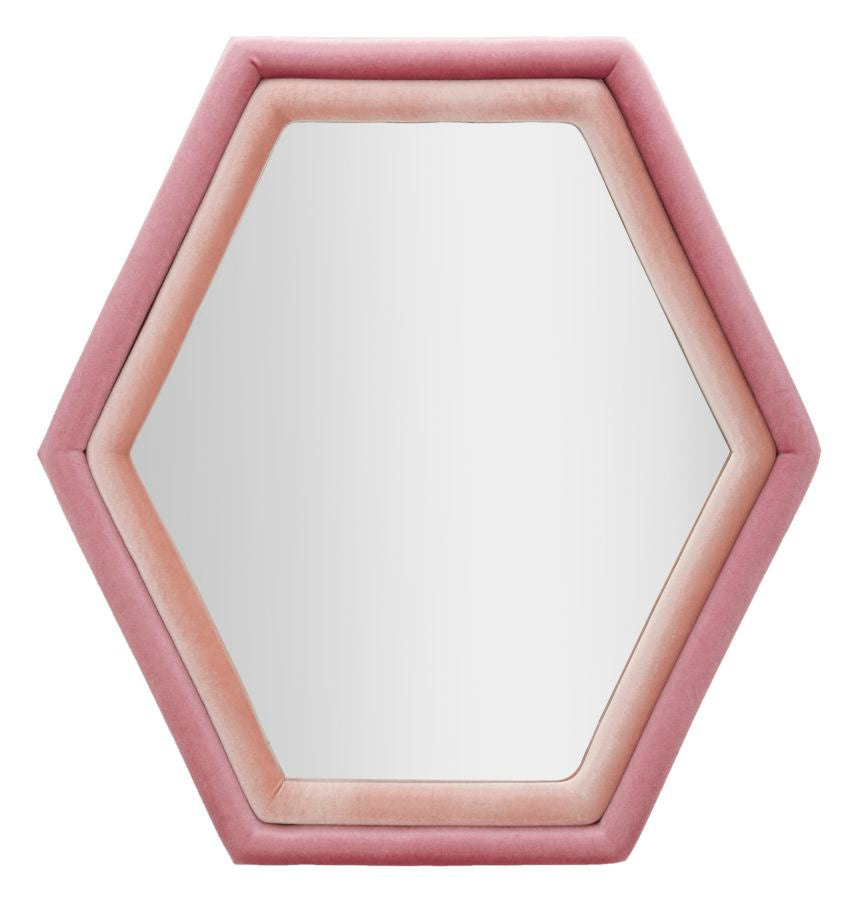Espejo de pared tony mix terciopelo rosa cm 75x4x80