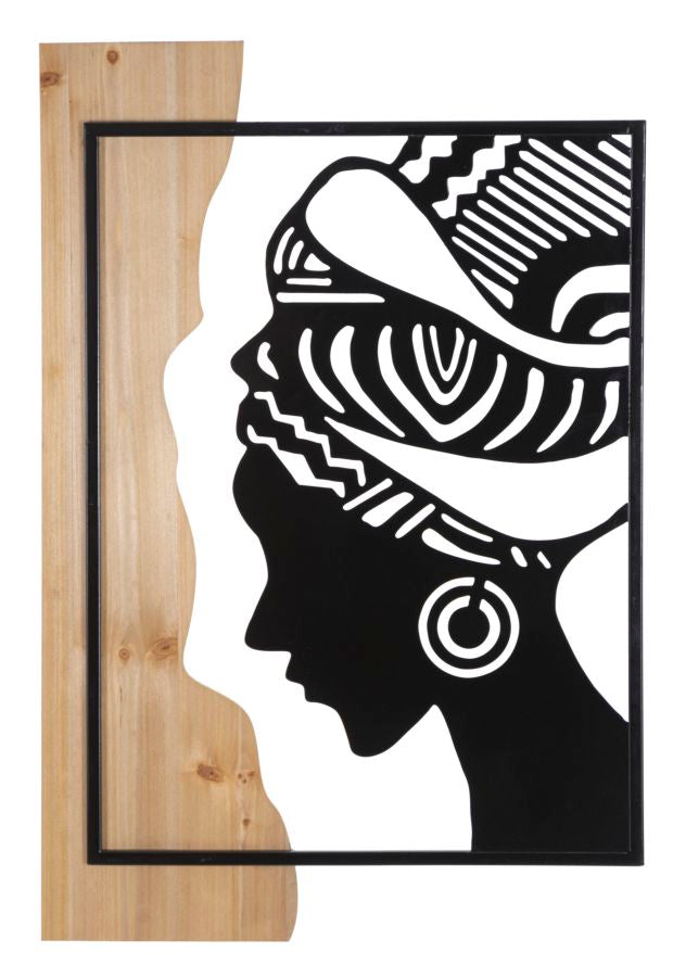 Panel de pared tribal hierro y madera cm 53x2x80