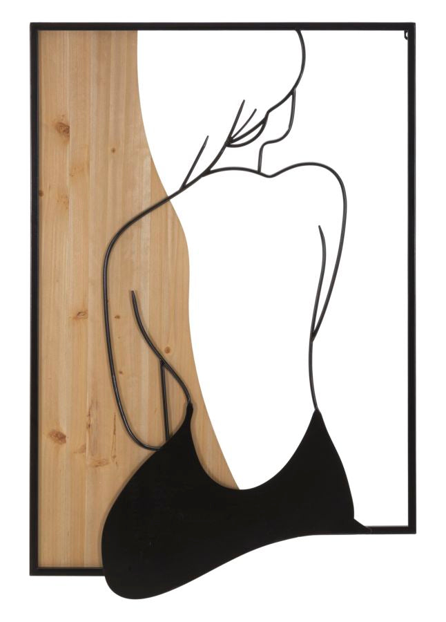 Panel de pared belleza hierro y madera 60x2x90