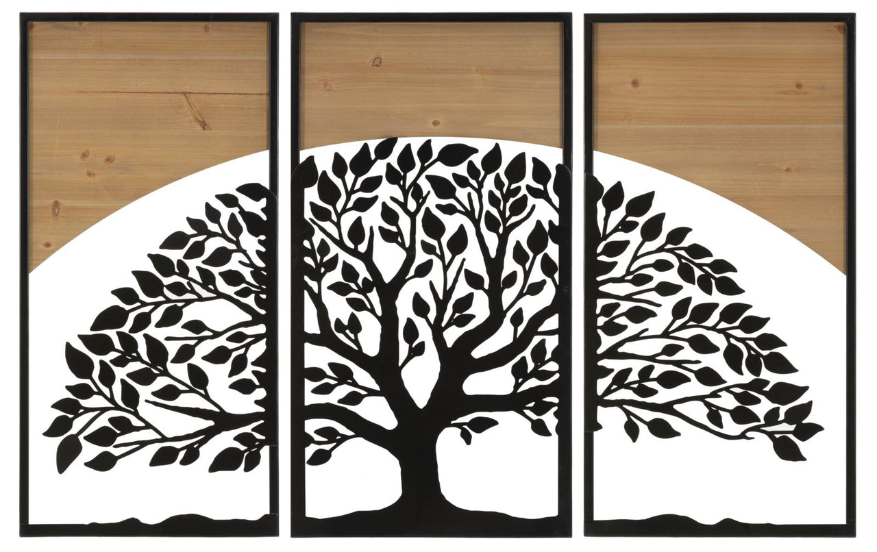 Panel de pared arco hierro y madera set 3 piezas cm 105x2x70 (35x2x70)