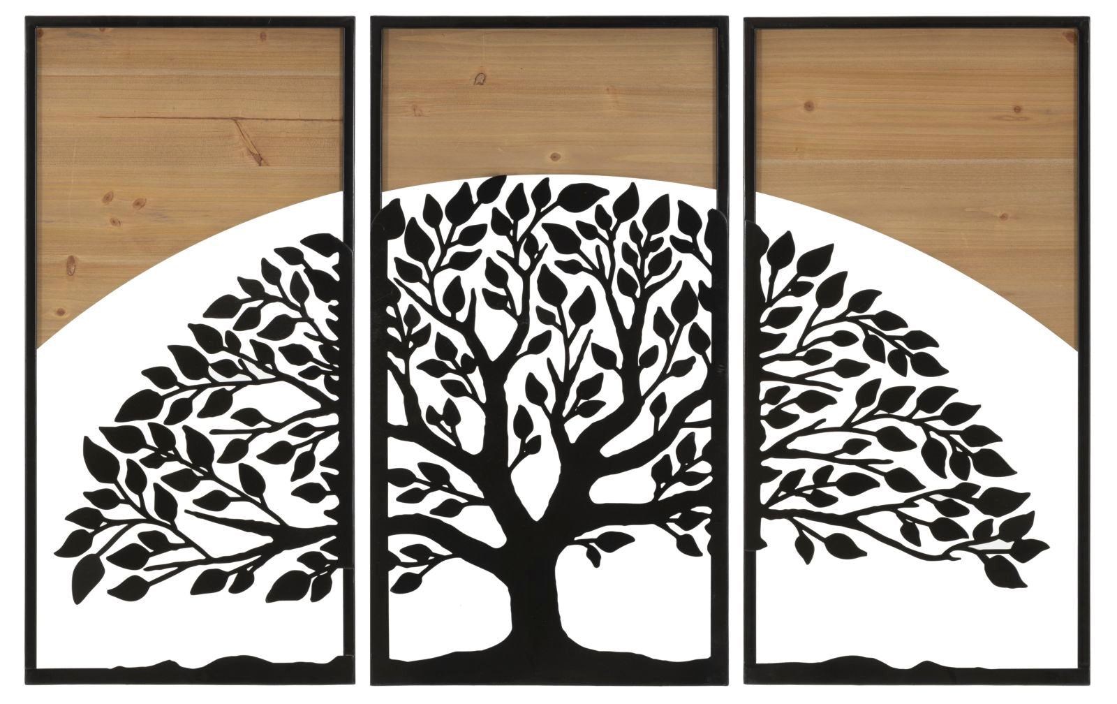 Panel de pared arco hierro y madera set 3 piezas cm 105x2x70 (35x2x70)