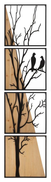 Panel pared pájaro hierro madera set 4pzs 50x2x200 (50x2x50)