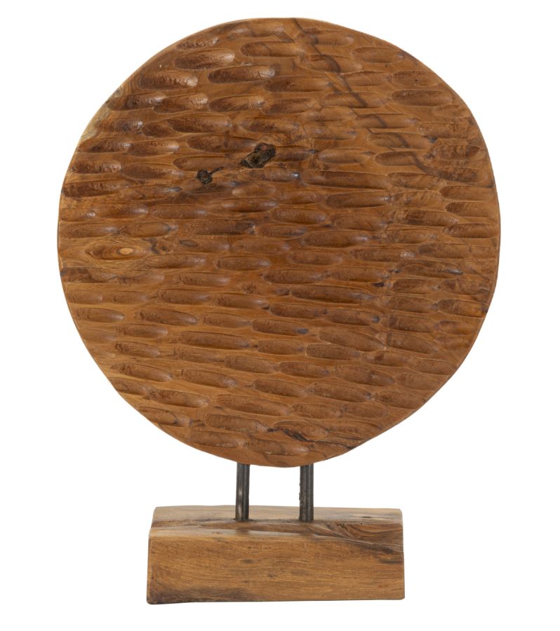 Escultura moneda teca cm 30x1,5x40