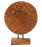 Escultura moneda teca cm 30x1,5x40