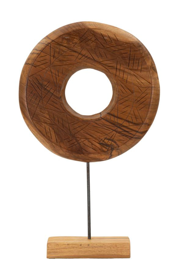Escultura dorada teca cm 35x10x58 Vetonek