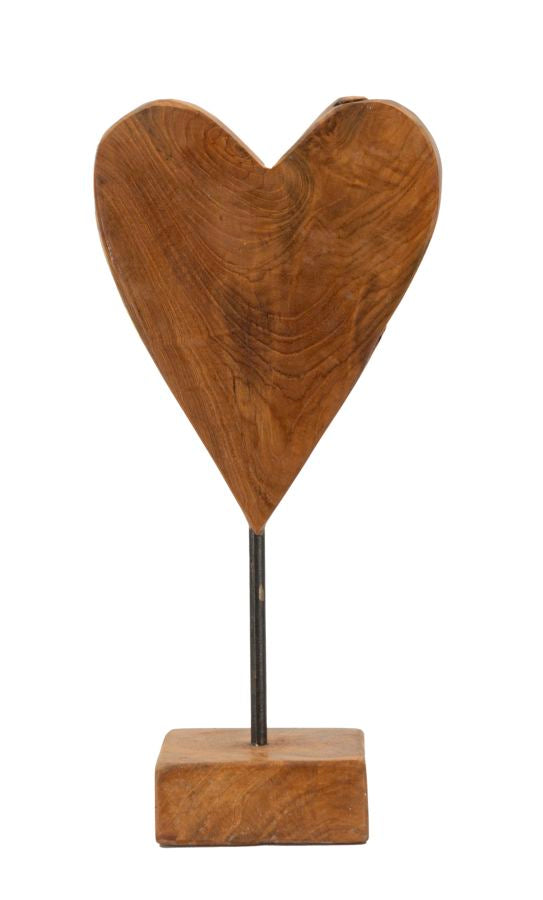 Escultura corazón teca cm 15x10x35