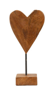 Escultura corazón teca cm 15x10x35