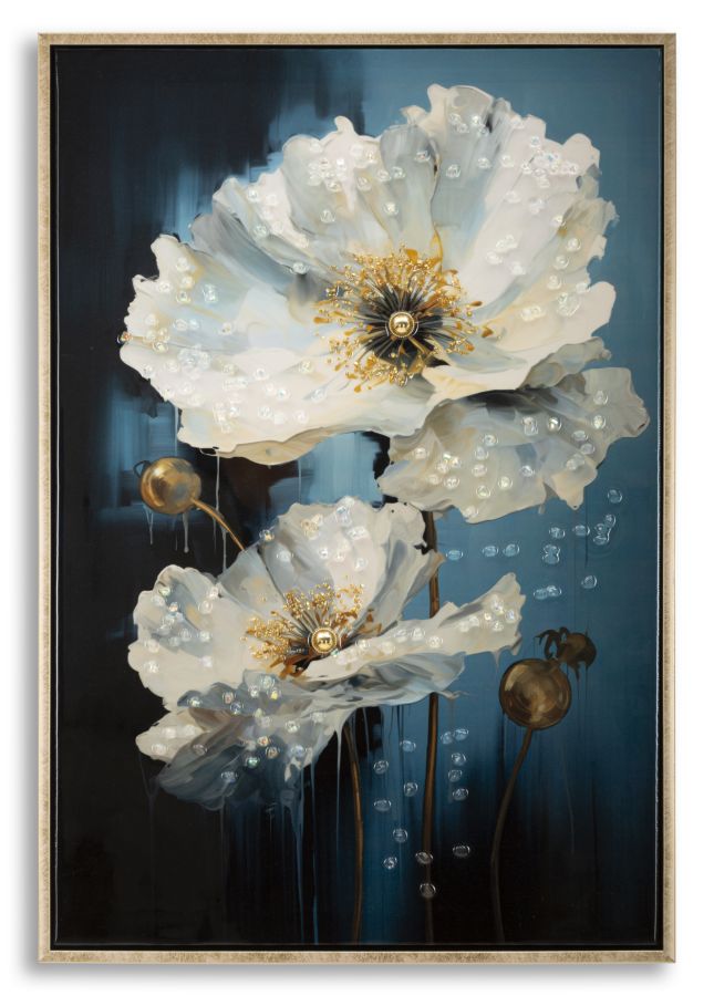 Panel de pared lacado con marco azul cm 42x3,5x62