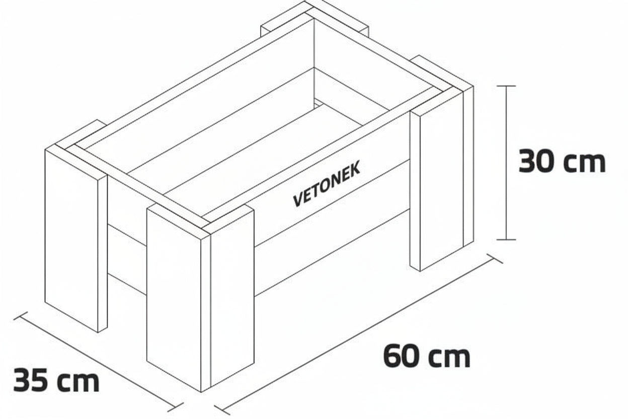 Mesa de Cultivo 60x35x30cm. 25L - Vetonek