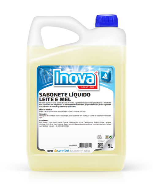 Jabón de manos líquido leche y miel Carvidet, cremoso y perfumado para dosificador profesional - Vetonek