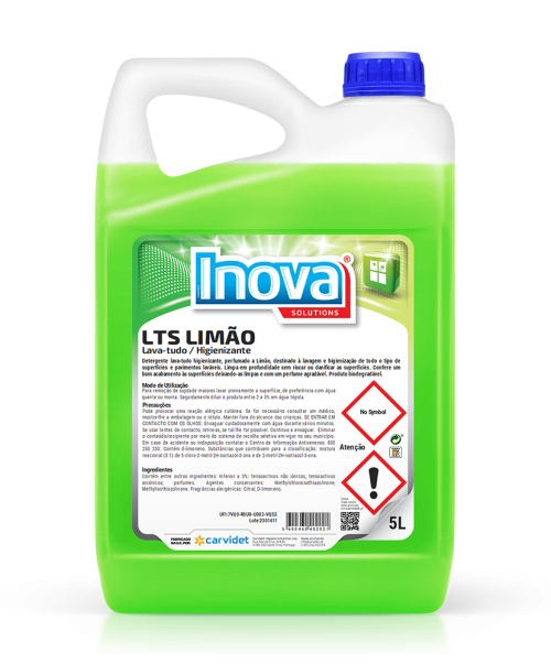 Lava-todo higienizante LTS Limón Carvidet, detergente multiusos con perfume de limón para suelos y superficies lavables - Vetonek