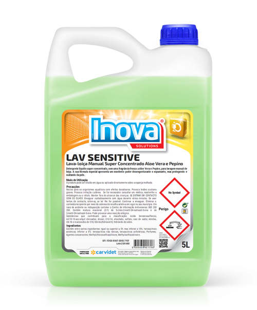 Lavavajillas manual LAV SENSITIVE Carvidet, ultraconcentrado de aloe vera y pepino para fregado a mano - Vetonek
