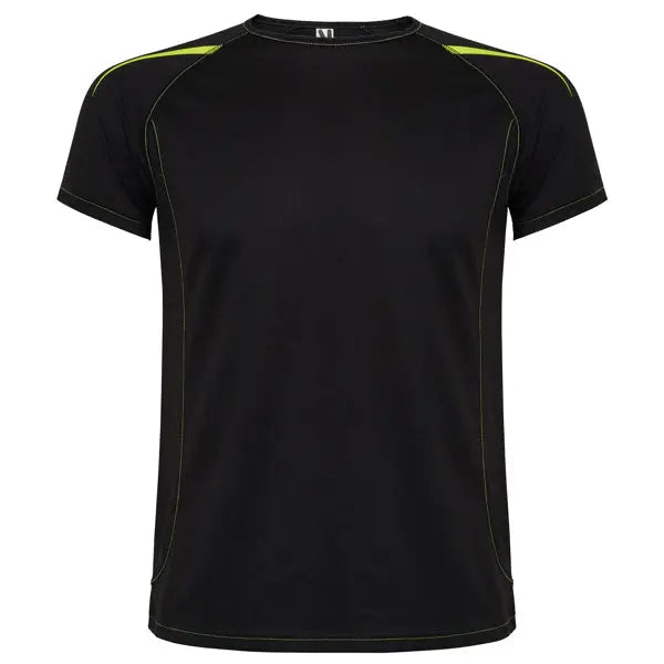 Camiseta técnica en tejido punto liso, de manga corta ranglán, con costuras en contraste en bocamangas, bajo, cuello y laterales Vetonek Vetonek