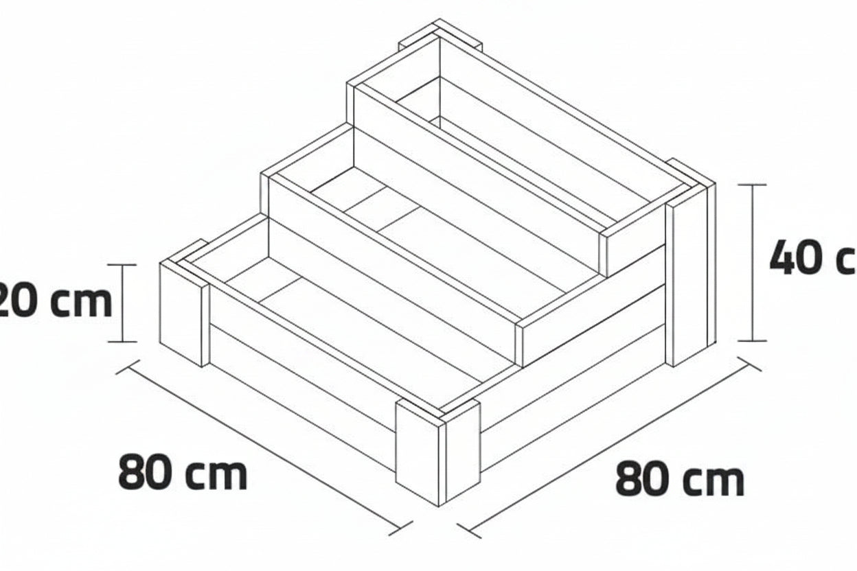 Cajón de Cultivo Escalera 80x80cm. 140L - Vetonek