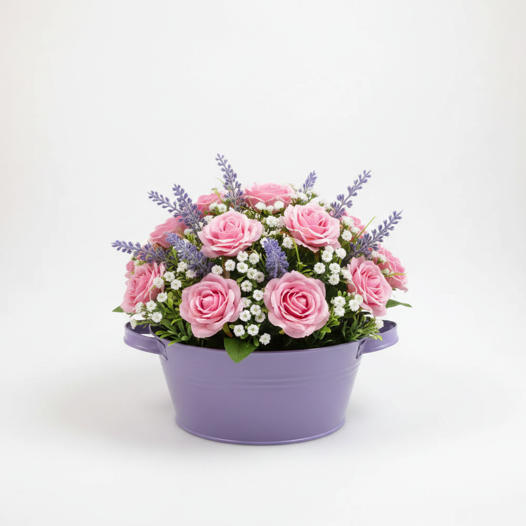 Barreño de zinc con asas morado pastel 1,5 L - 22 cm de diámetro