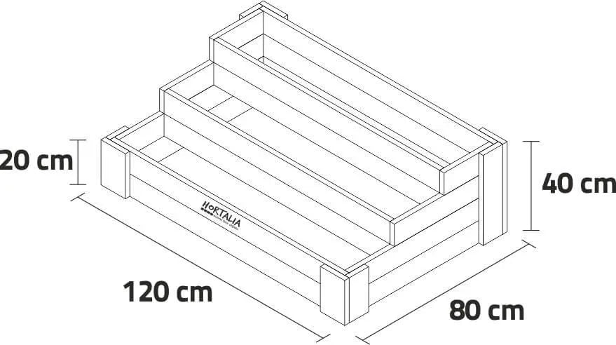 Cajón de Cultivo Escalera 120x80cm. 210L - Vetonek