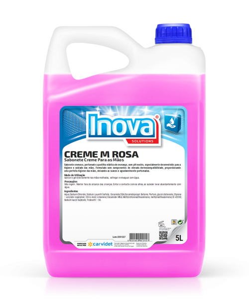 Jabón de manos cremoso CREME M ROSA Carvidet, biodegradable con aroma a fresa - Vetonek
