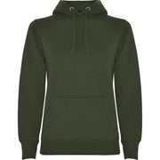 Sudadera entallada de corte femenino con capucha bicolor de doble tejido, con cordón contrastado ajustable, cubrecosturas en el cuello y bolsillo canguro Vetonek Vetonek