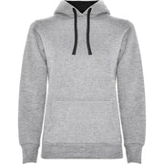 Sudadera entallada de corte femenino con capucha bicolor de doble tejido, con cordón contrastado ajustable, cubrecosturas en el cuello y bolsillo canguro Vetonek Vetonek