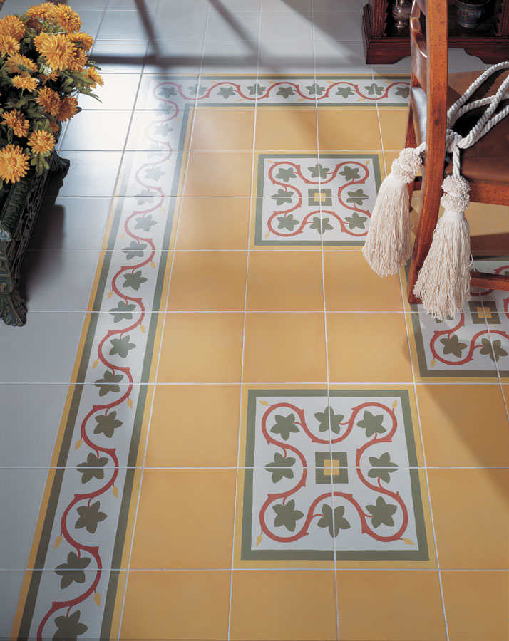 Ambiente salón con suelo hidráulico Ferrara - Vetonek