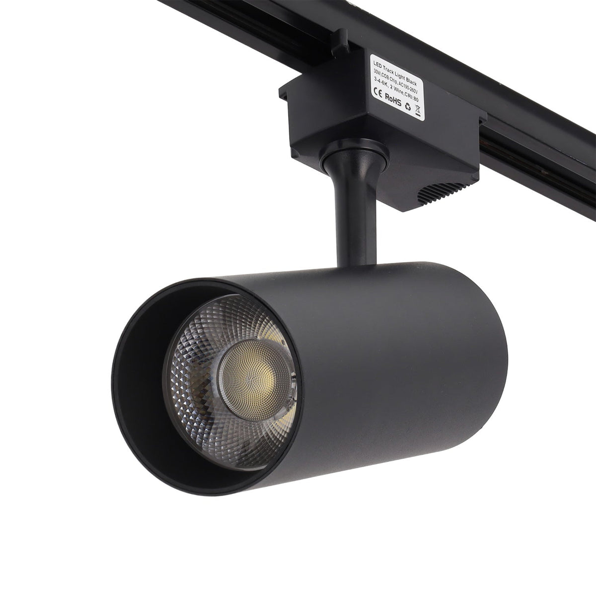 Foco de Carril Monofásico 30W COB Regulable Flicker Free Negro CCT (Tonalidad Luz Regulable) 3000-6000ºK — Vetonek