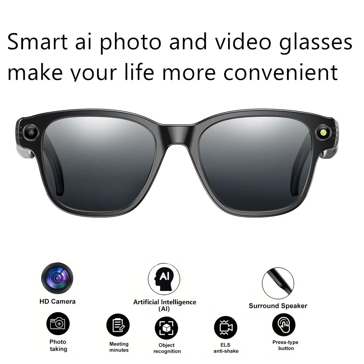 Gafas Inteligentes 4K Ultra HD EBOX – Cámara 8MP, Traducción IA y Música Bluetooth - Vetonek