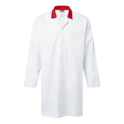 Bata sin bolsillos para la industria alimentaria Blanco/Rojo - Portwest 2210