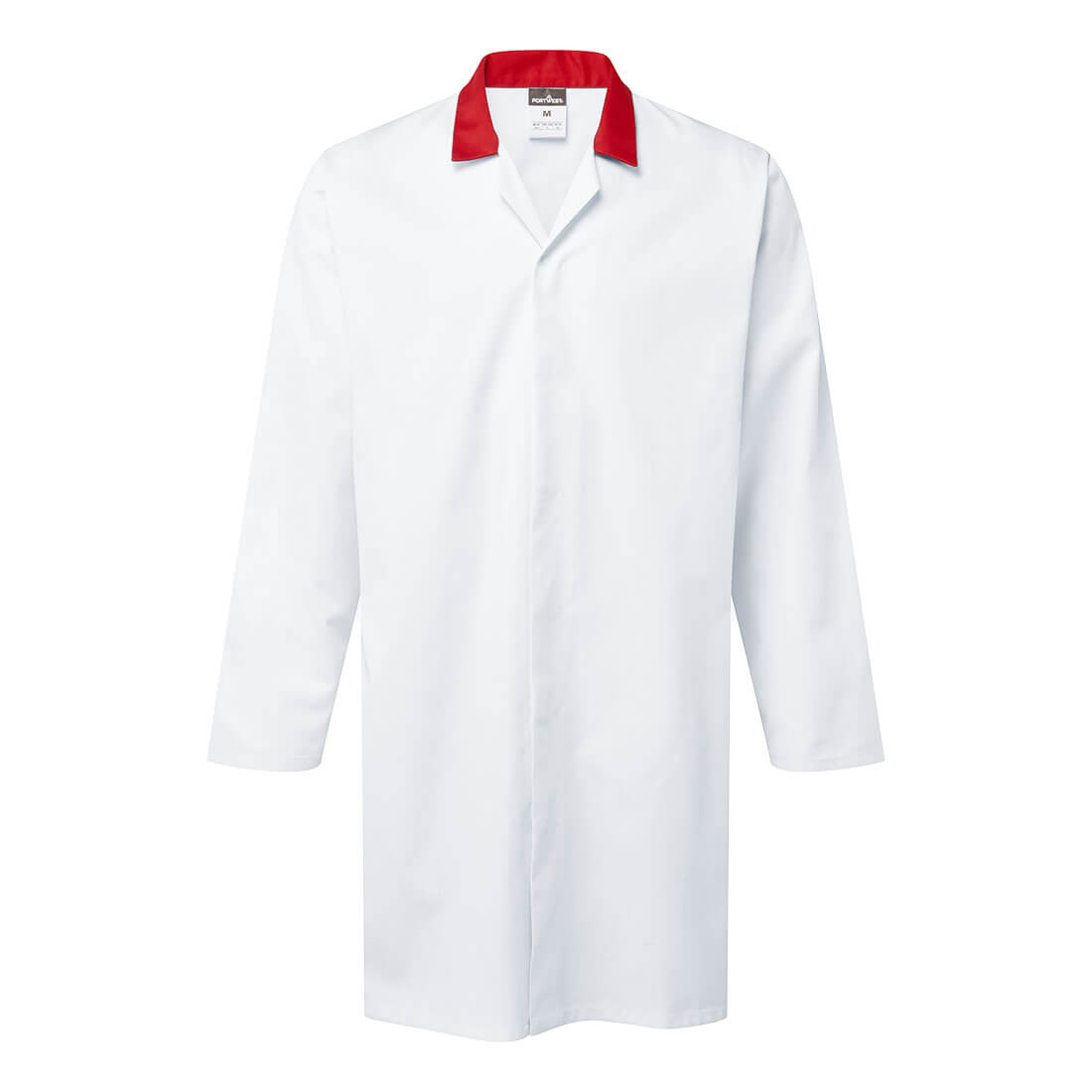 Bata sin bolsillos para la industria alimentaria Blanco/Rojo - Portwest 2210