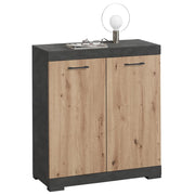 Commode avec 2 portes en chêne fait main et gris 80x34,9x89,9 cm v2773 Vetonek