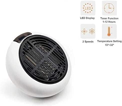 Mini Estufa Calentador Eléctrico 1350W - Enchufe Calefactor con Mando a Distancia y Pantalla LED - Vetonek