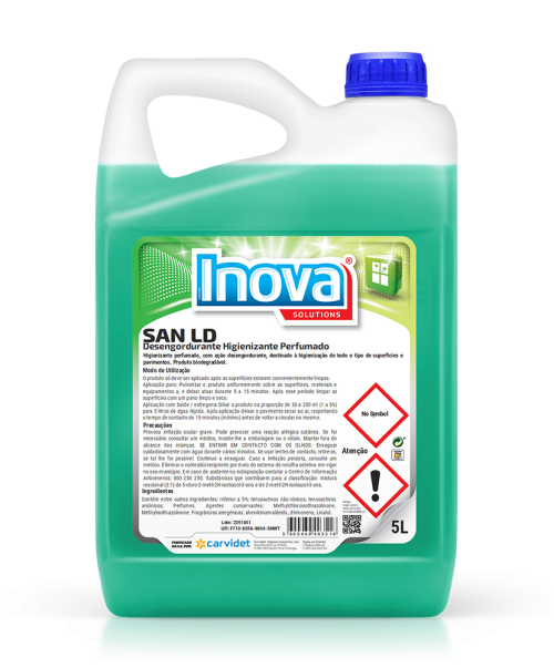 Higienizante desengrasante perfumado SAN LD Carvidet para superficies y pavimentos, listo para usar - Vetonek
