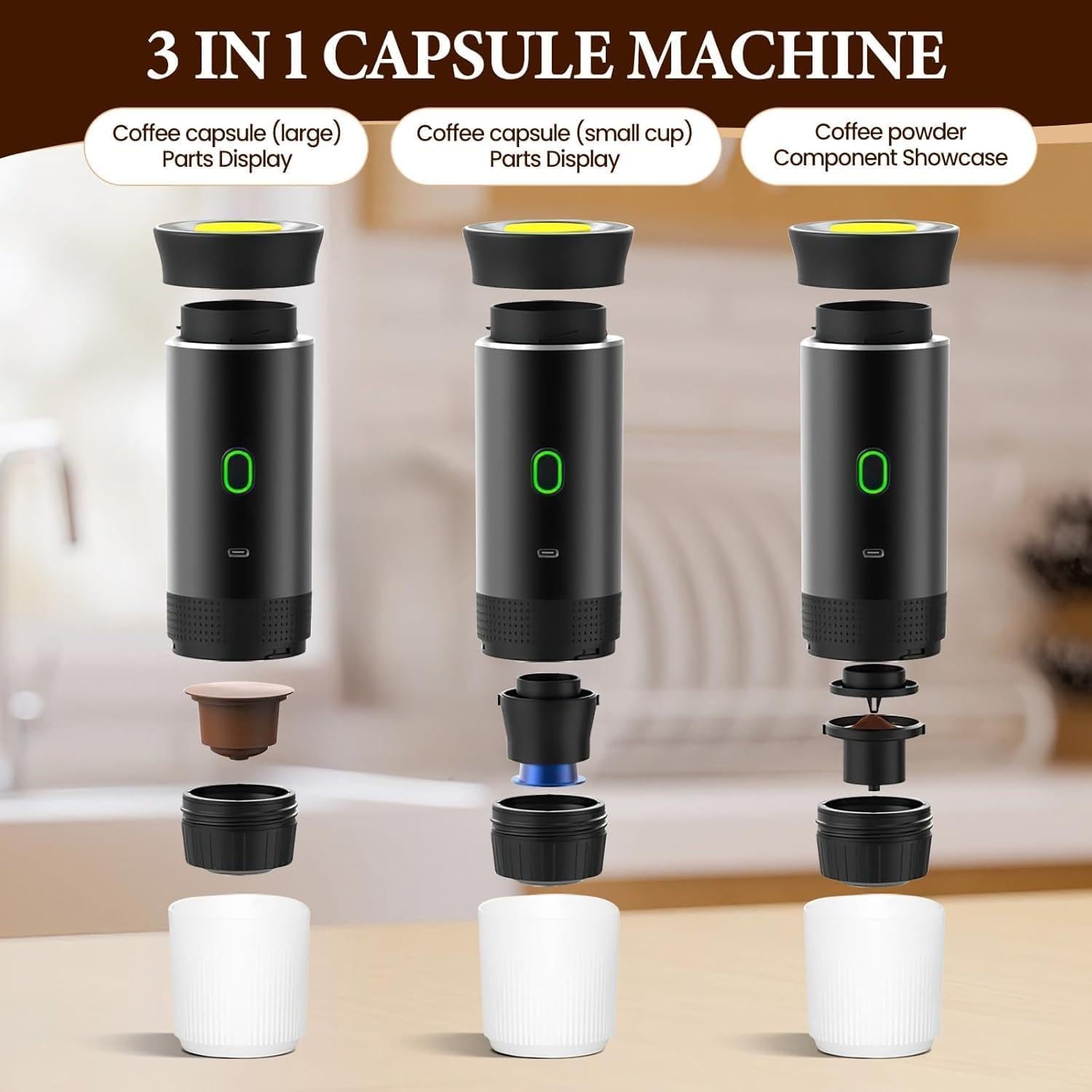 Máquina de Café Espresso Portátil 3 en 1 – Café Perfecto en Cualquier Lugar - Vetonek