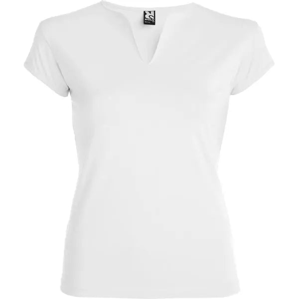 Camiseta entallada de cuello redondo con abertura en V, semi-manga al hombro ribeteada y costuras laterales Vetonek Vetonek