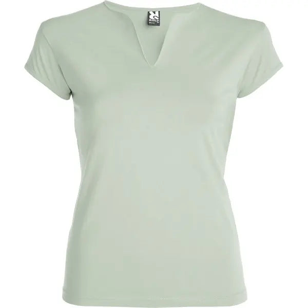 Camiseta entallada de cuello redondo con abertura en V, semi-manga al hombro ribeteada y costuras laterales Vetonek Vetonek