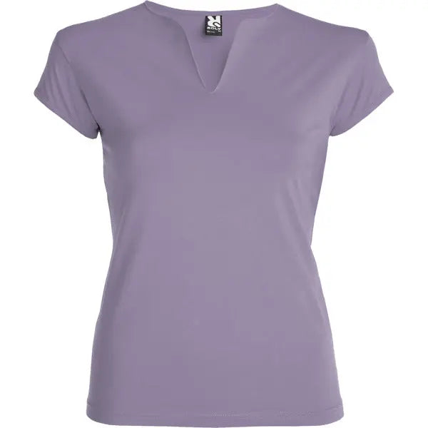 Camiseta entallada de cuello redondo con abertura en V, semi-manga al hombro ribeteada y costuras laterales Vetonek Vetonek